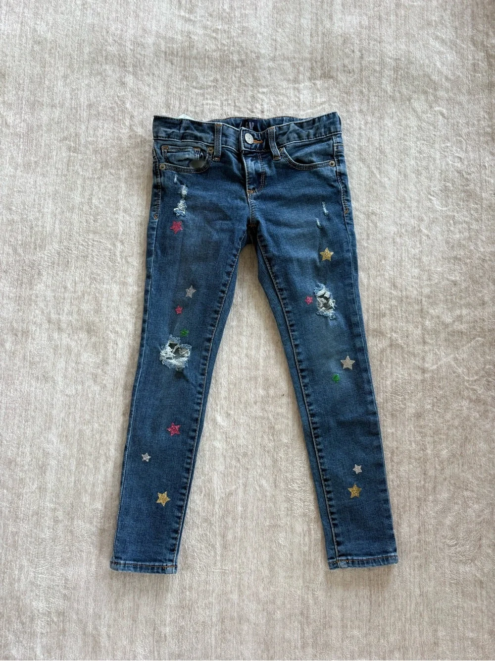 Gap Girls Sparkle Star Skinny Regular Stretch Super Skinny Jeans Size 6